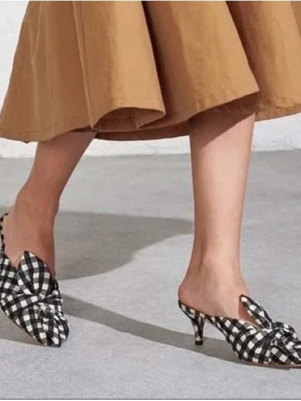 Loeffler Randall Black & White Gingham Knot Pointed Mules (originally $375!)